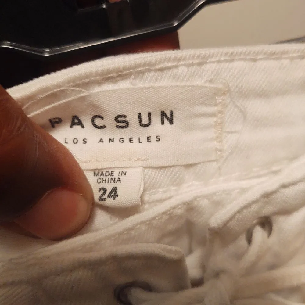 Pacsun denim lace up mini skirt white Size 24/ XS